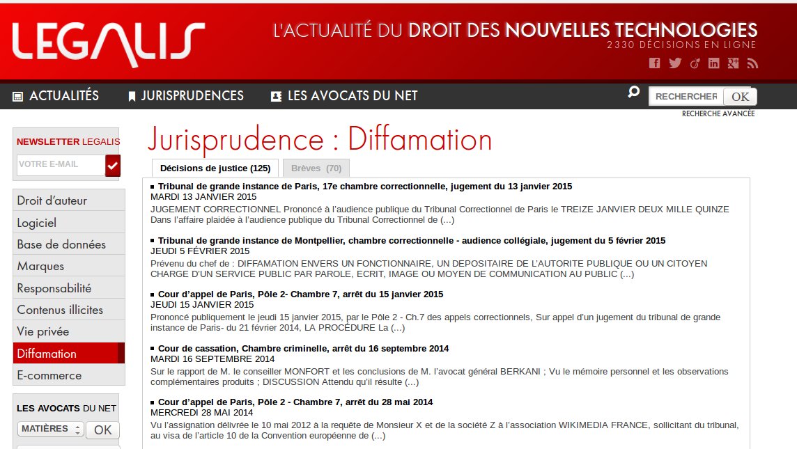 Le site http://www.legalis.net/